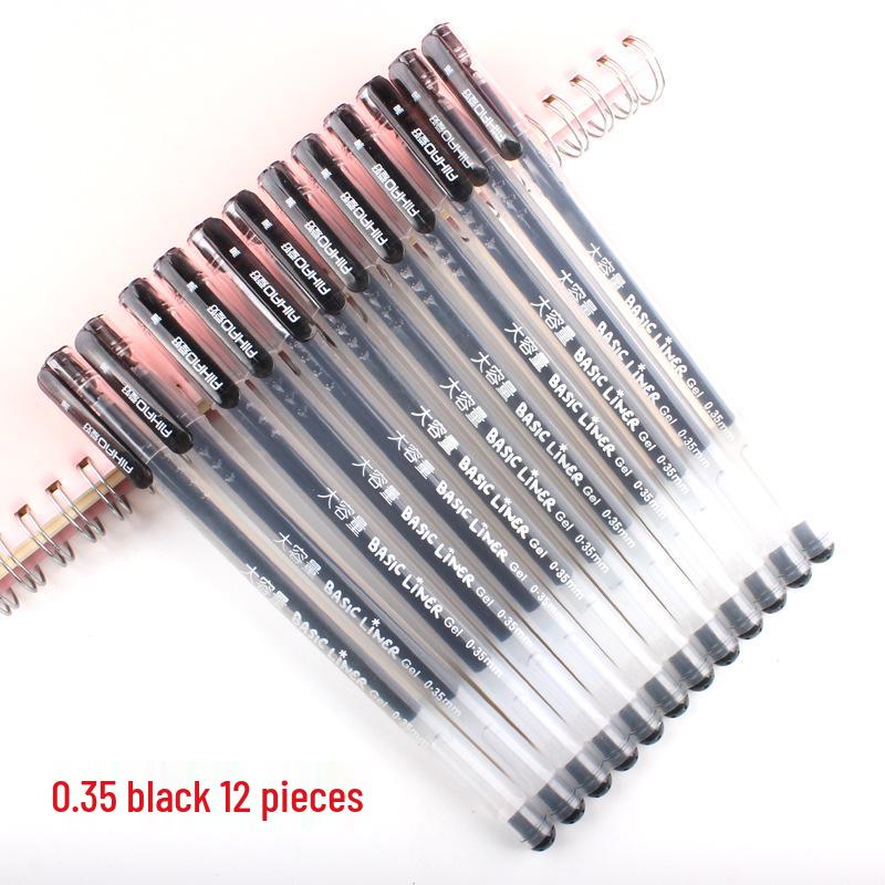 Student Use Ballpoint Pen - 0.35mm Water-Based Black, Red, Blue-Black Ink, Large Capacity