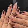 24 Almond Shaped Medium To Long Gradient Brown Leopard Print Nail Stickers for Women, Essential for Nail Enthusiasts To Wear