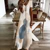 Women Plus Size V Neck Short Sleeve Abstract Printed Straight Maxi Dress