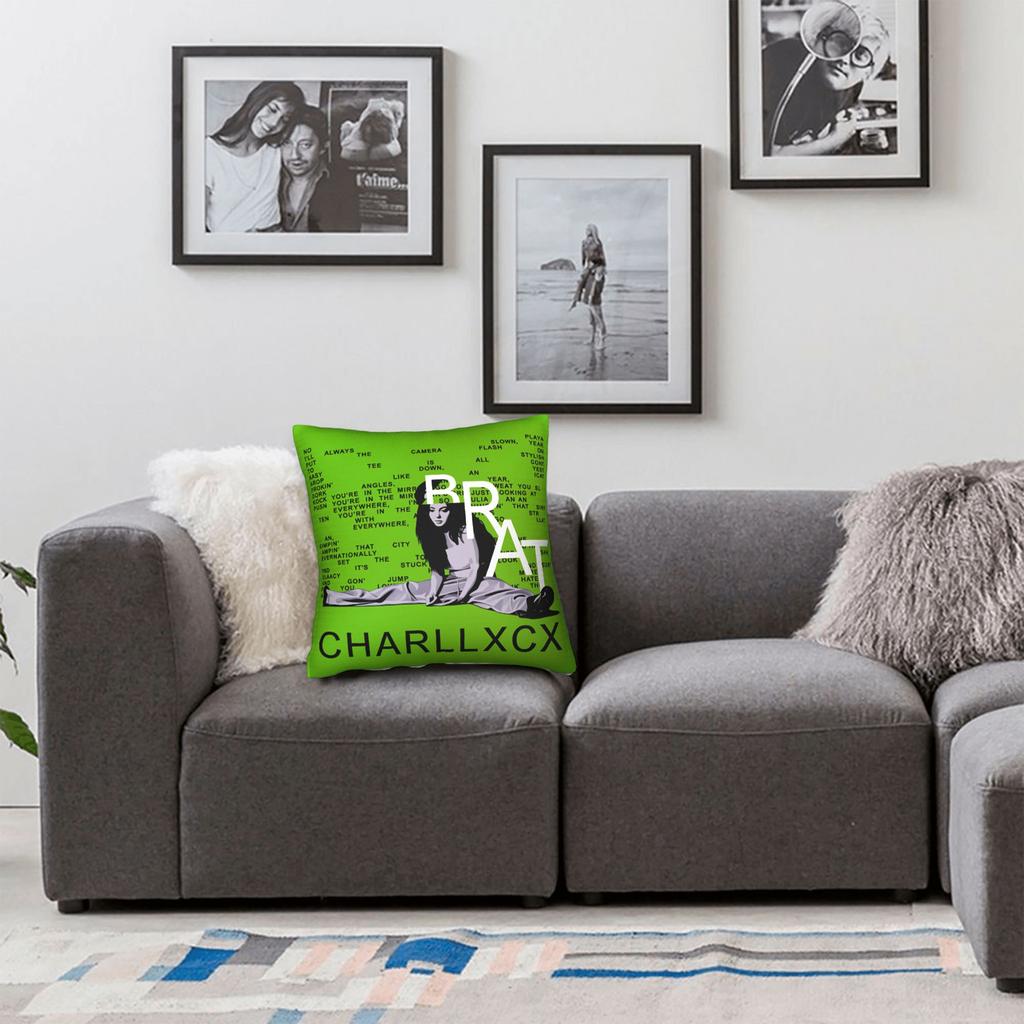 Charli Xcx Brat Pillow Case Comfy Pillow Cover For Office Car Home Decor Retro Trendy Cushion Cover