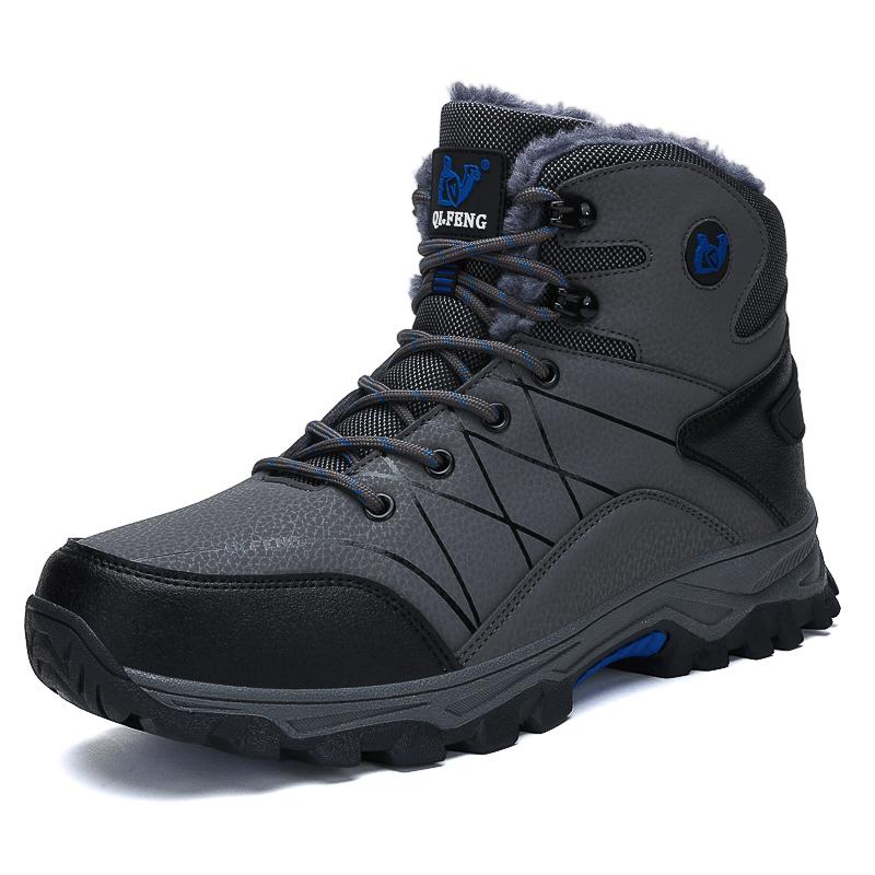 New Autumn High Top Sneaker Men Winter Plush Warm Snow Boots Outdoor Anti Slip Wear Resistant Mountaineering Hiking Footwear