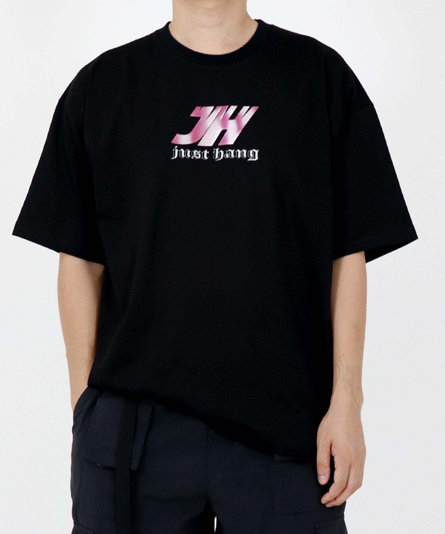 Just Haeng Tooth Red 3D Logo Black Oversized Short Sleeve Tee M