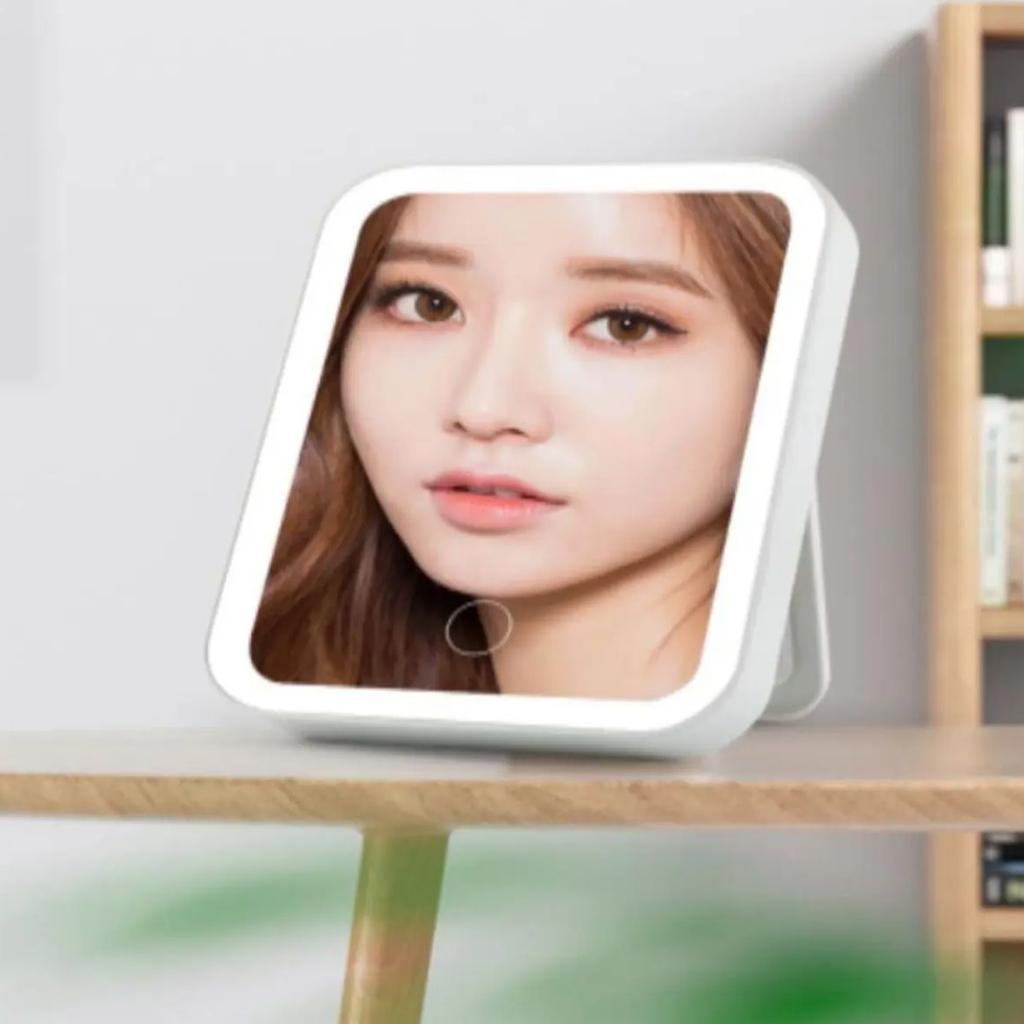 LED Makeup Mirror Lighted Cosmetic Mirror with Stand Dimmable Fill Light Len for Home Bedroom Desk Travel Portable Vanity Mirror