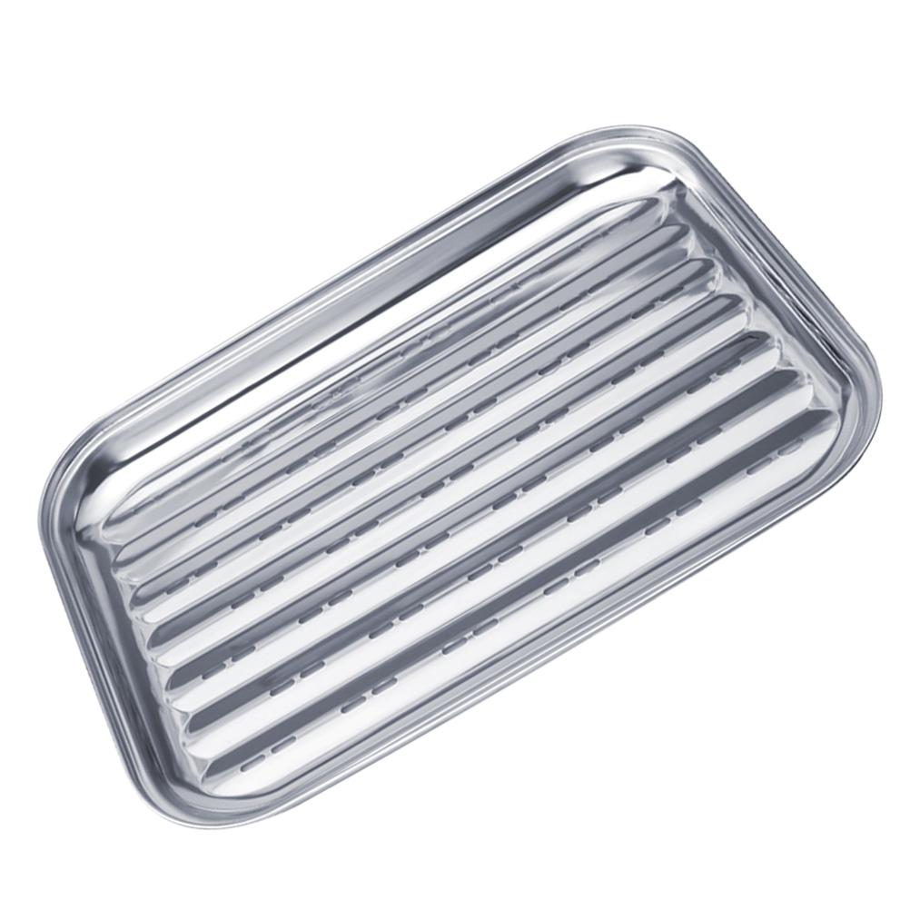 Stainless Steel Grill Pan Garnish Tray Topper Baking Tool Bread Griddle Outdoor Roaster Household Grilling Frying Plate