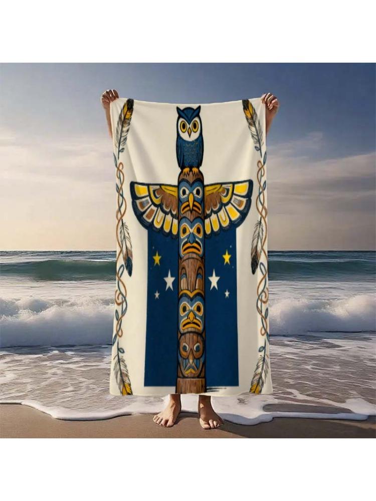 

Totem Pole Owl Beach Towel | Modern Style, Soft and Absorbent, Ideal for Swimming, Camping, Perfect Gift for Beach Enthusiasts W40*H60(CM)