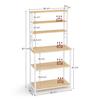 VASAGLE Kitchen Shelf Stand Rack Microwave Shelf Stand 6 Tier 6 Shelves and 6 Hooks Microwave Steel Frame Industrial Design 40 x 80 x 167 cm Oak White