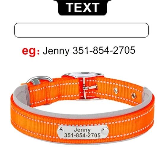 Reflective Dog Collar Free Personalized Dog Necklace Adjustable Engraving Pet Name Collars for Small Medium Large Dogs Pitbulls