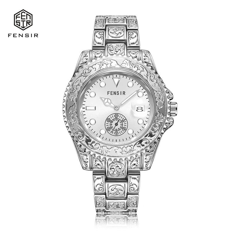 Finshi Two-and-a-half-hand for Luxury Stainless Steel Quartz Watch Fashionable Business Luminous Calendar Waterproof