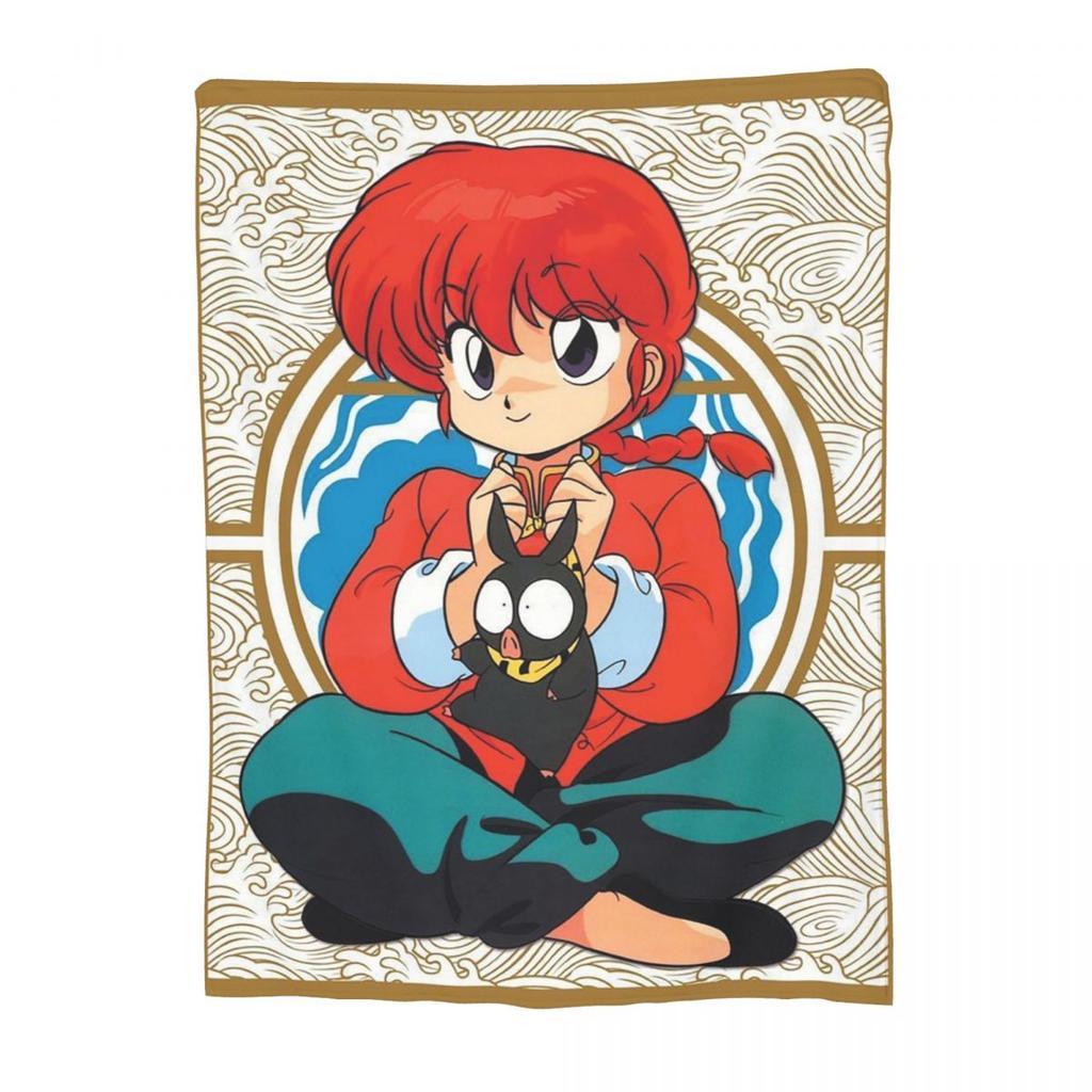 Ranma 12 Saotome Pig Girls Blankets Soft Warm Flannel Throw Blanket Plush for Bed Living Room Picnic Travel Home Couch