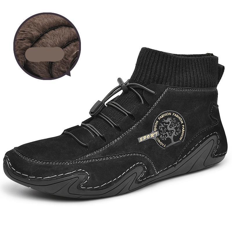 Fashion Men's Boots Leather Boots Men Autumn Winter Snow Casual Shoes Men's Outdoor Light Ankle Antislip Warm Zapatos