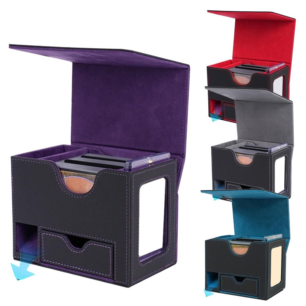 PU Leather Trading Card Deck Box Collectible Game Storage Holder New Card Carrying Organiser  Gift