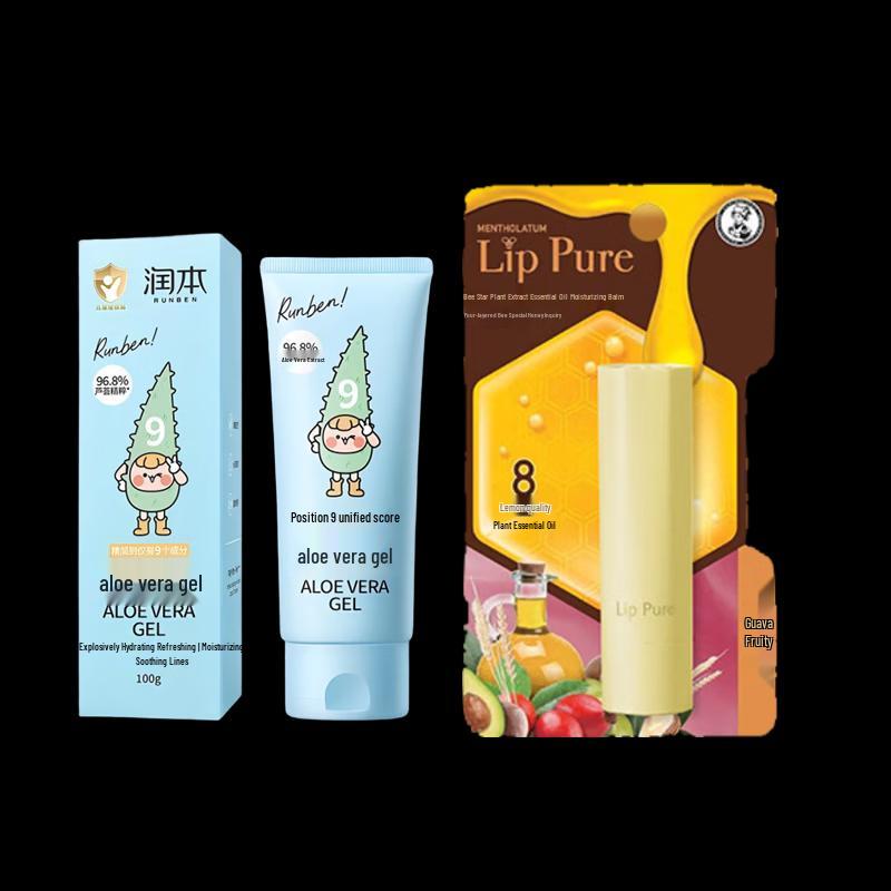 

Mentholatum Honey Essence Lip Balm & Runben Aloe Vera Gel Set