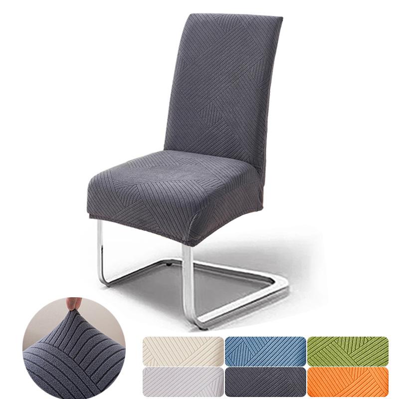 1Pcs Jacquard Solid Color Dining Room Chair Cover Stretch Spandex Seat Chair Covers Furniture Protector For Bar Home Wedding