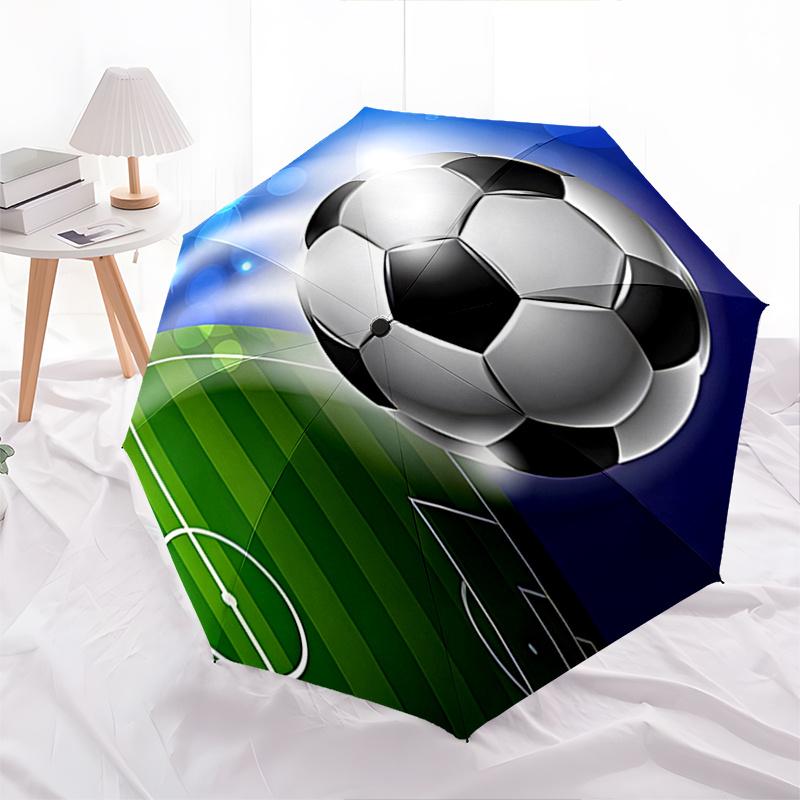 Soccer Automatic Folding Umbrella 8 Ribs Lightweight Design, Durable Iron Frame, Compact and Portable, Ideal Birthday or Christmas Gift, B