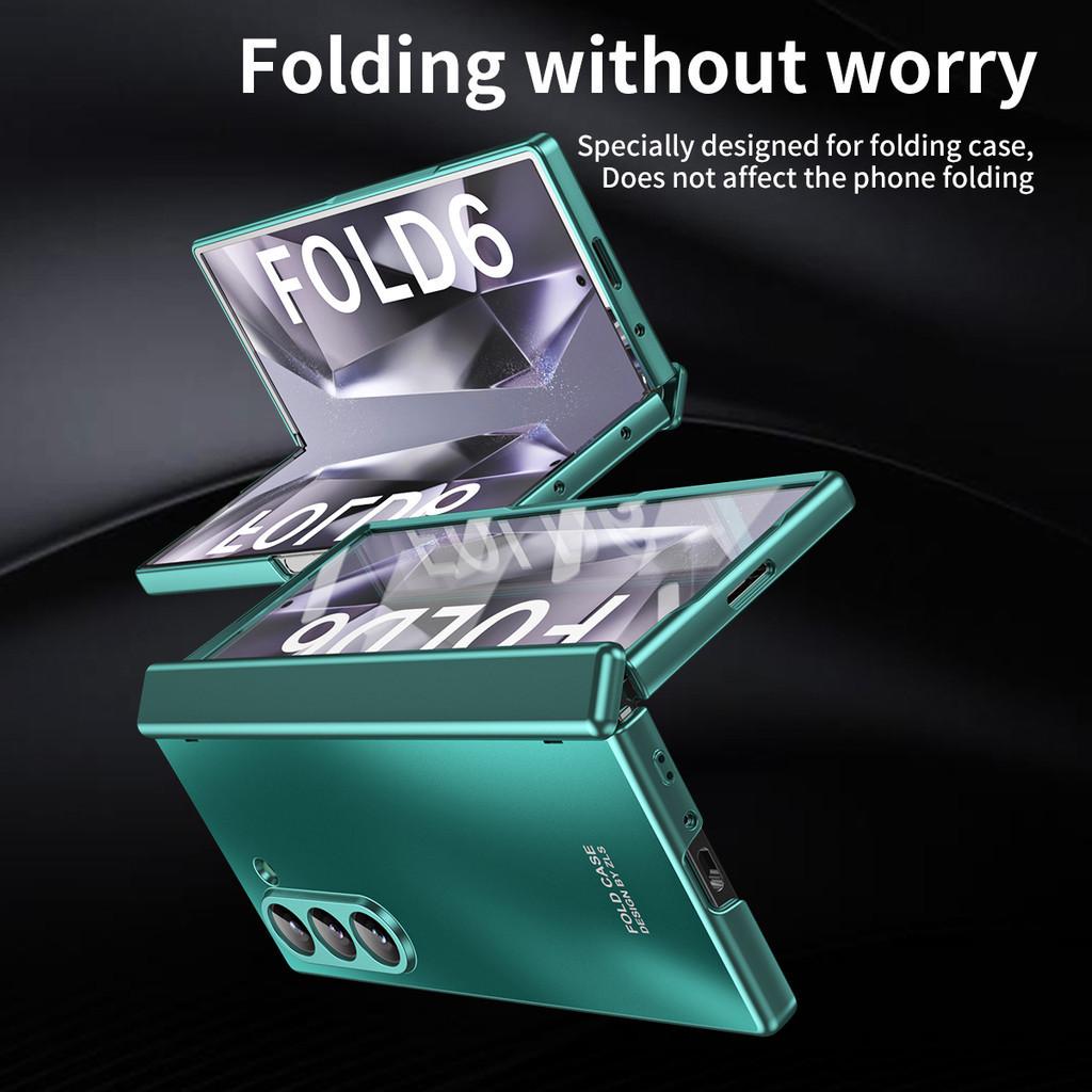360 Full-Bod Plating Hinge Case for Samsung Galaxy Z Fold 6 Fold 5 Fold 4 Fold 3 Fold 2 Shockproof Armor Matte Protector Cover