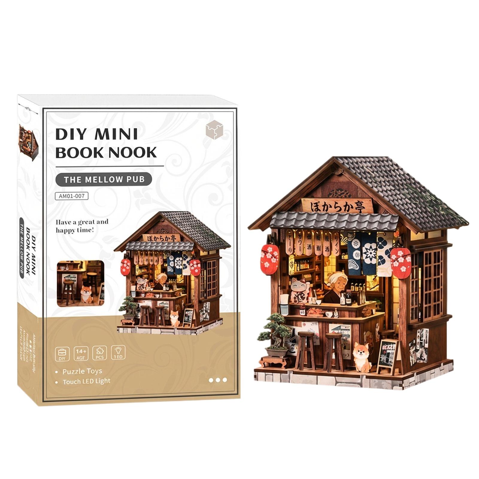 

DIY Miniature 3D Wooden Puzzle Model Kit The Mellow Pub Handcrafted Assembly Kit with LED Lighting and Detailed Interior Design for Home Decoration