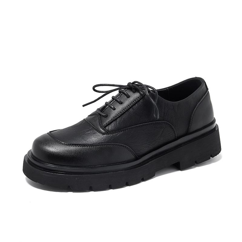 Fashion Men Japan Karajuku Korean Style Streetwear Vintage Thick Platform Casual Genuine Leather Shoes Soft For Male Dress Leather Shoes