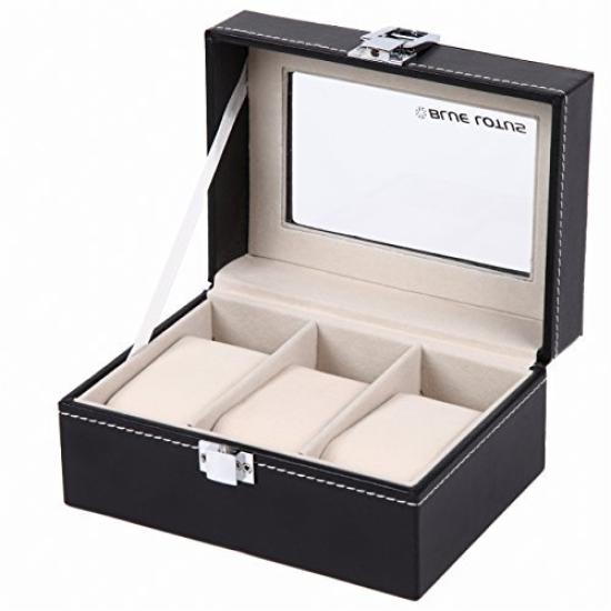 BLUELOTUS Watch Storage Watch Collection Case for 3 Case, Watches, BL-291 (Black)
