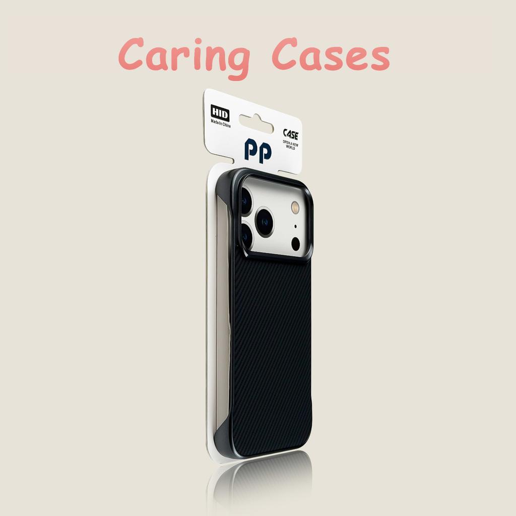 For iPhone 17 Pro Max Case Titanium Gold Carbon Fiber MagSafe Frameless Thin Hard Shell Big-Hole Cover with iphone 16 15