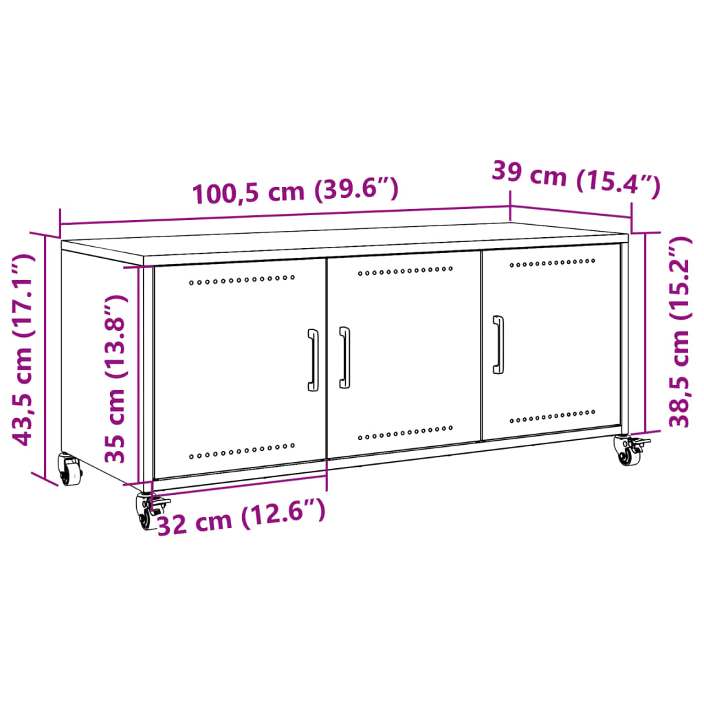 TV Stand White 100.5 x 39 x 43.5 cm Cold Rolled Steel