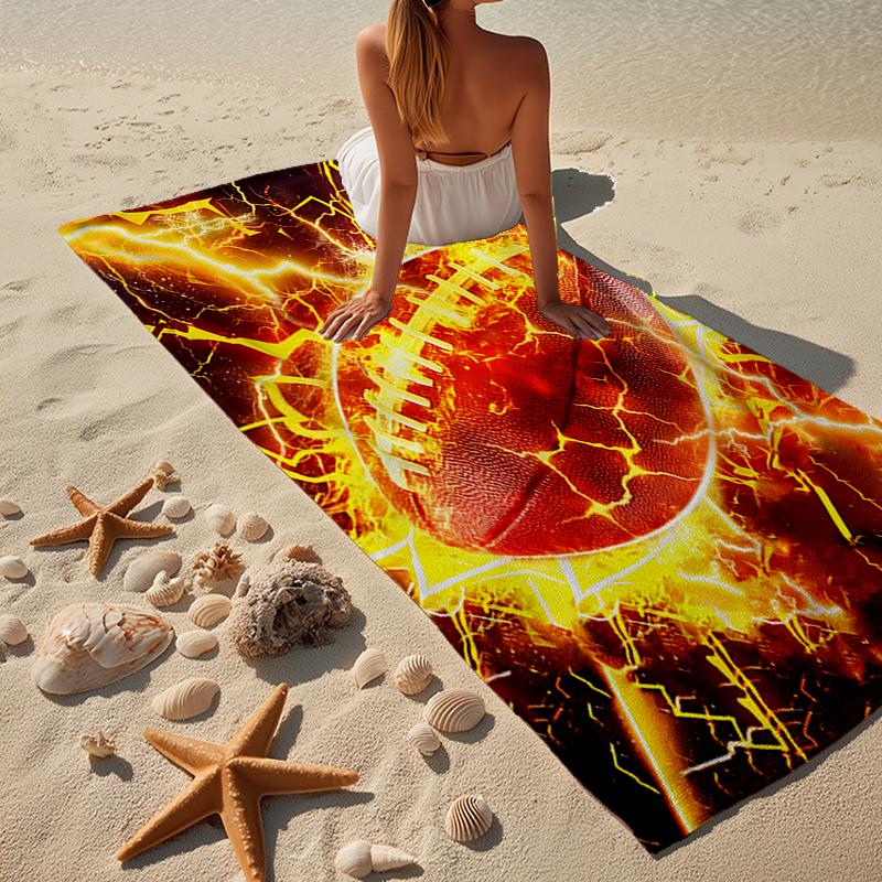 Electric Football Fire Beach Towel, Super Soft Microfiber, Gift for Her/Him, Birthday, for Pool, Beach, Travel, Home Decor Fan gifts
