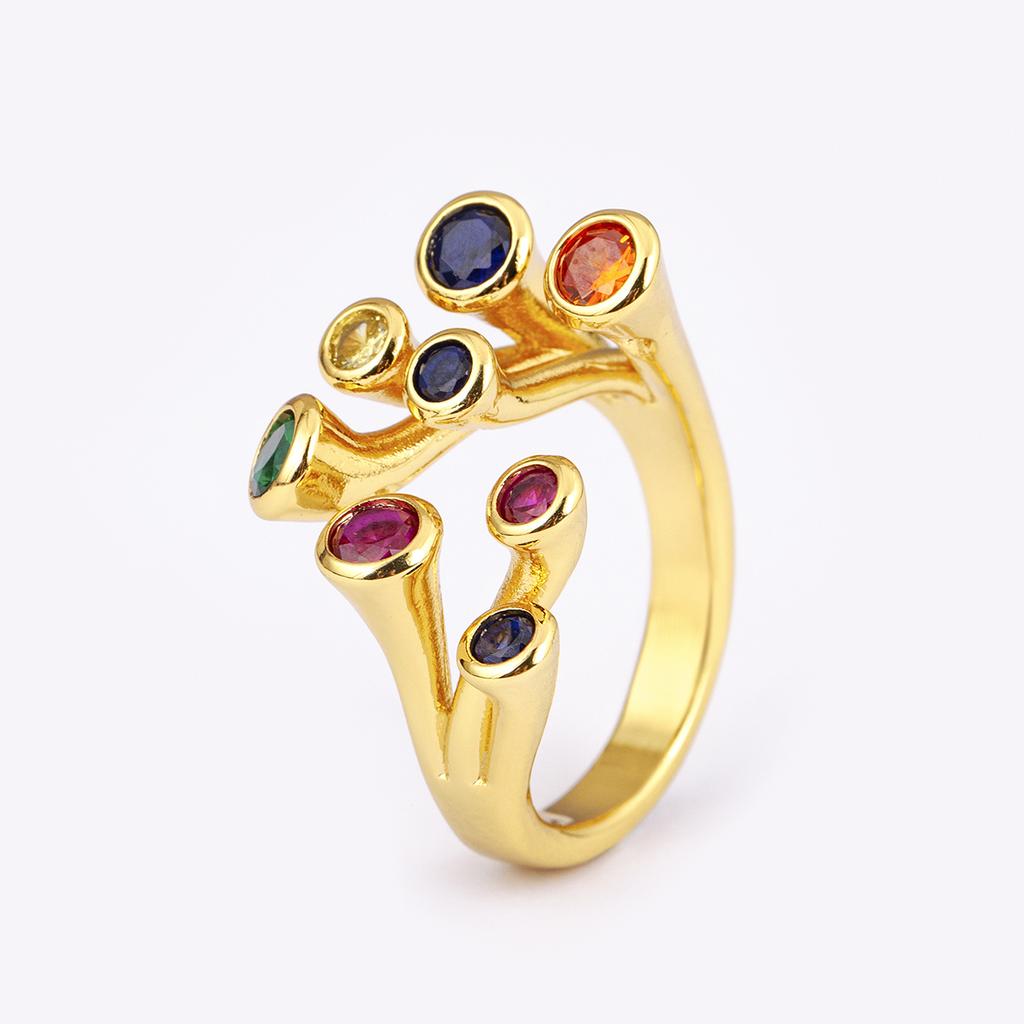 Nidin High Quality Inlaid Colorful Zircon Open Rings Adjustable For Women Men Personality Design Finger Jewelry Gift Wholesale