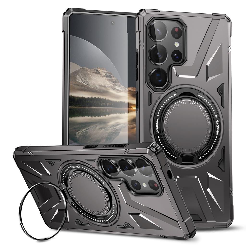 For Samsung Galaxy S25 Ultra Magnetic Case Kickstand TPU PC Phone Cover