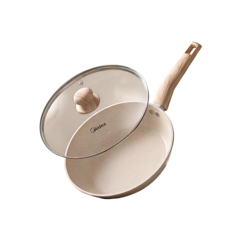 Midea 26cm With Lid, Titanium Non-Stick Frying Pan Skillet for Eggs and Steak, Compatible with Induction Cookers, Home Use