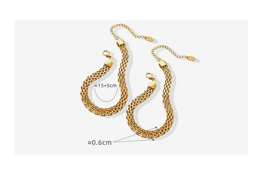 Versatile Trendy Geometric Titanium Steel Bracelet for Women, 18K Gold Plated, European & American Style (E250)