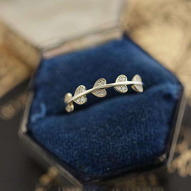 

Кольцо на указательный палец из стерлингового серебра 925 пробы с дизайном в виде листьев - стиль легкой роскоши US Size 7