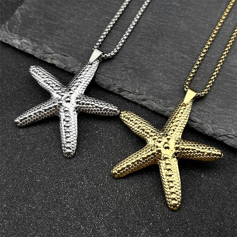 Starfish Sea Star Pendant Necklace For Women Men Stainless Steel Gold Silver Color Party Wedding Chain Jewelry Gifts