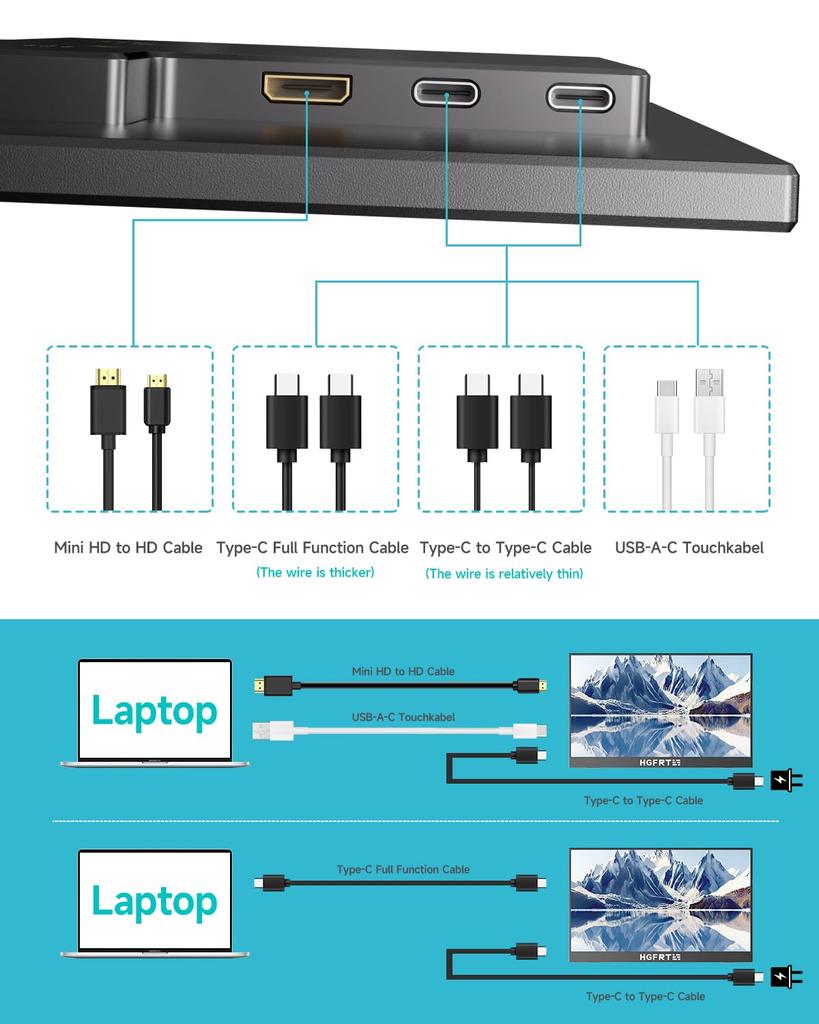 Mobile Monitor Inch Mobile Display with Lightweight IPS LCD Panel Gaming Monitor Switch Monitor Travel Monitor 60Hz HDMI Speaker No Power Adapter