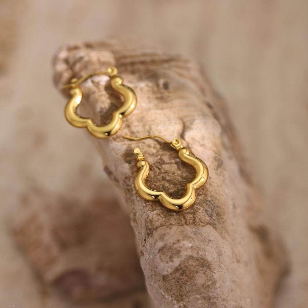 18K Gold-Plated Geometric Hammered Stainless Steel Stud Earrings