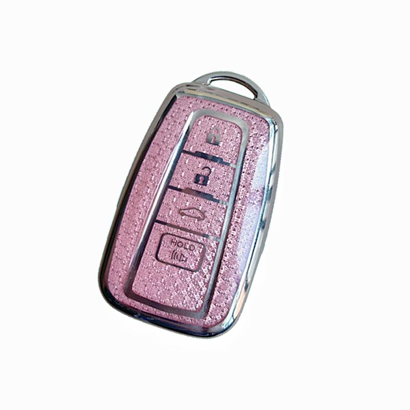 Crystal Pink Tpu For Toyota Camry Rav4 Highlander Avalon C-Hr Prius Corolla Gt86 Car Key Case 4 Button Remote Key Cover Fob Bag