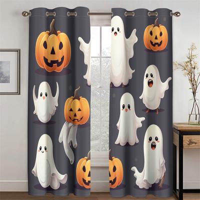 Cartoon Halloween Cute Ghost Curtains Children's Favorites 2 Panel Fit Living Room Bedroom Kitchen Balcony Window Decor