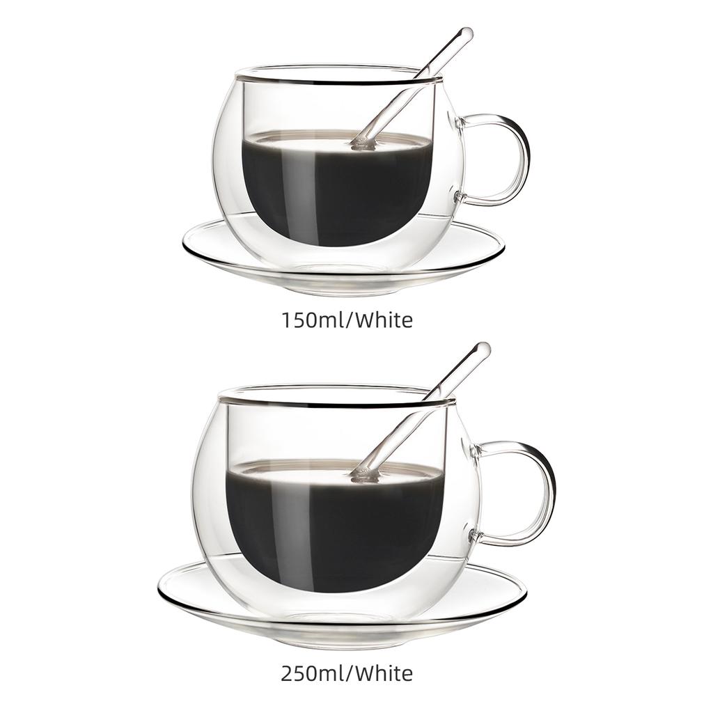 Double Wall Coffee Mug Glass 10ml/20ml Cup for tea  Cup kitchen Tool Coffee Cup With Saucer And Spoon