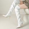 Pointed Pleated Tall Boots  Autumn and Winter Thin Heel Super High Heel Pile Boots Over Knee Boots Knight Boots