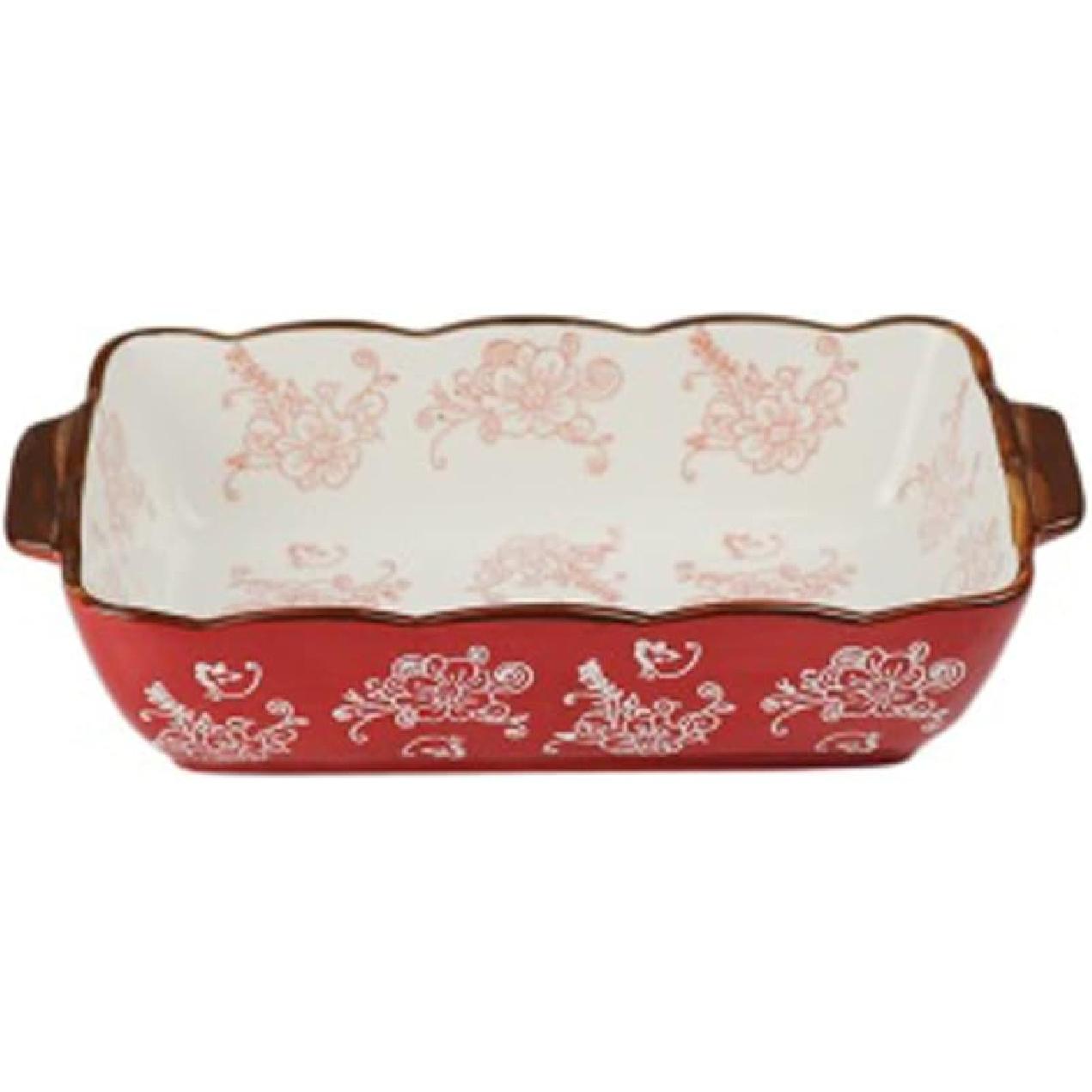Форма для выпечки Прямоугольная форма для выпечки Бытовая керамическая форма для выпечки с антипригарным покрытием Фарфоровая форма для выпечки Форма для запекания Лазанья Противень для выпечки Инструменты для выпечки (цвет Small красный