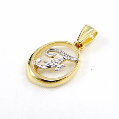 [G7642] - 2-tone 'Letter F' Gold Plated Pendant