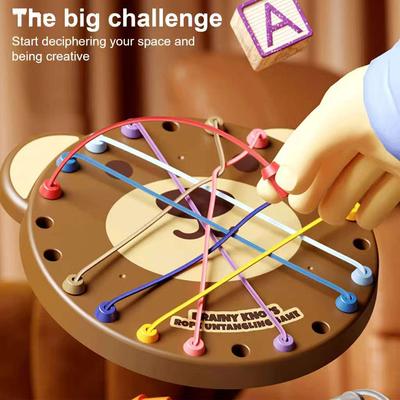 Nuovo Gioco da Tavolo Sensoriale Sociale con Nodi di Corda di Orso Sfida di Pensiero Logico Linea Collegata Intrecciata Gioco di Strategia Cerebrale Giocattoli Per Bambini