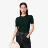 Women's Ribbed Merino Wool Short-Sleeve Sweater AF4146-55NYZP