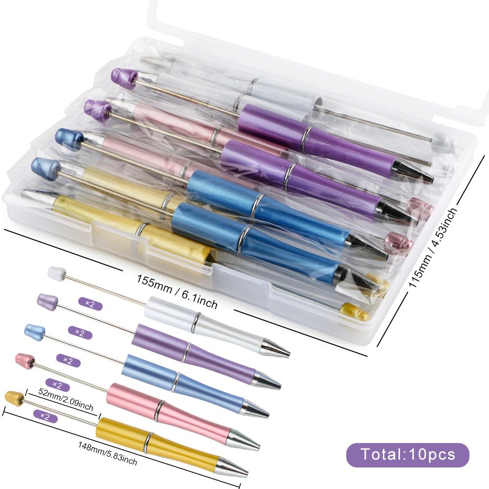 

1set/Box Bead Pen Plastic Ballpoint Pen DIY Beaded Pen School Office Writing Supplies Stationery Wedding Gift Accessories