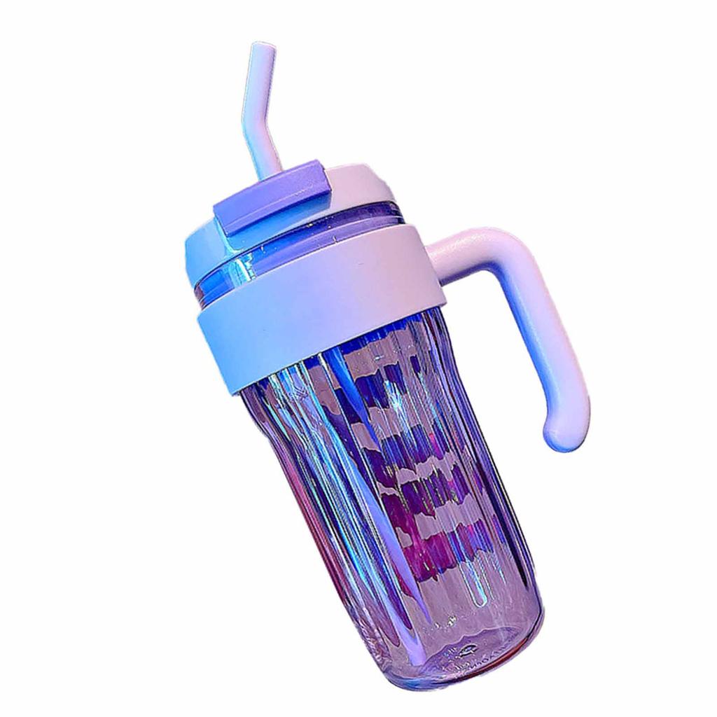 920ml Large Capacity Handheld Water Bottle Leakproof Sports Water Bottle with Straw for Sports Office Purple