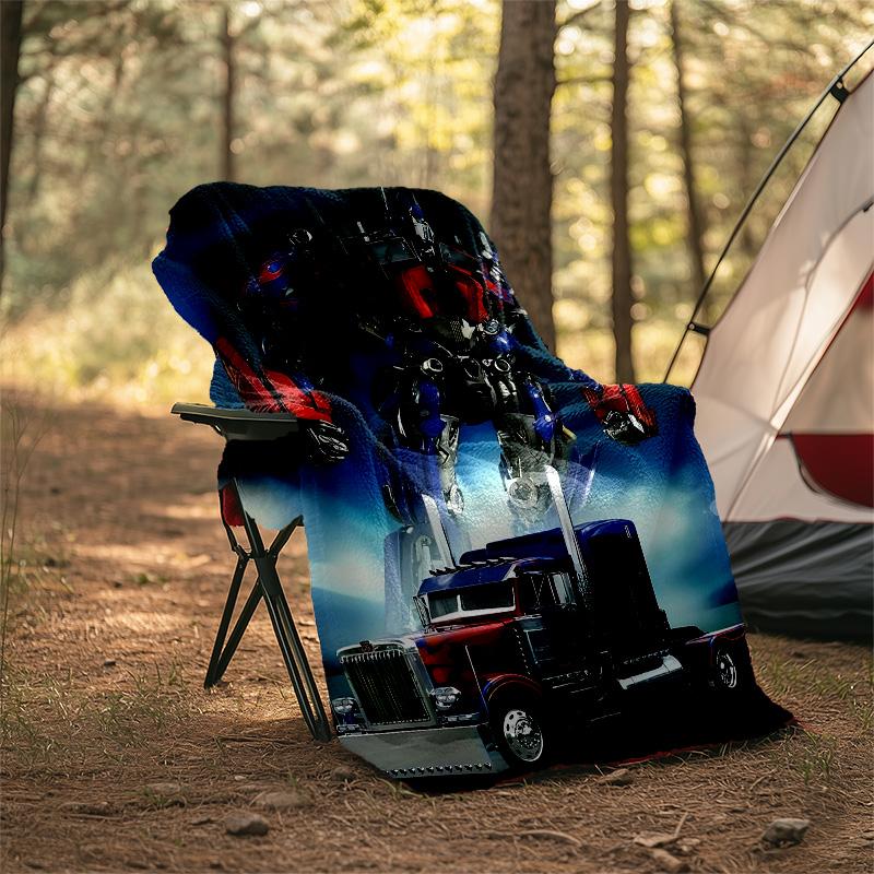 1pc Transformers2 Theme Blanket - Digital Print, Polyester, Cozy for All Seasons, Perfect for Outdoor, Camping, and Travel