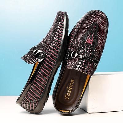 Fashion Crocodile Pattern Men's Casual Shoes Genuine Leather Slip On Flats Fashion Trendy Loafers New Luxury Brand Male Dress Footwear