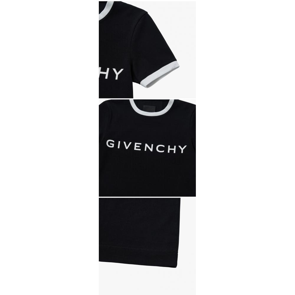 Givenchy Bw70bf3yac 004 Archetype Logo Print Slim Fit JerSey Women S Short Sleeve Tee