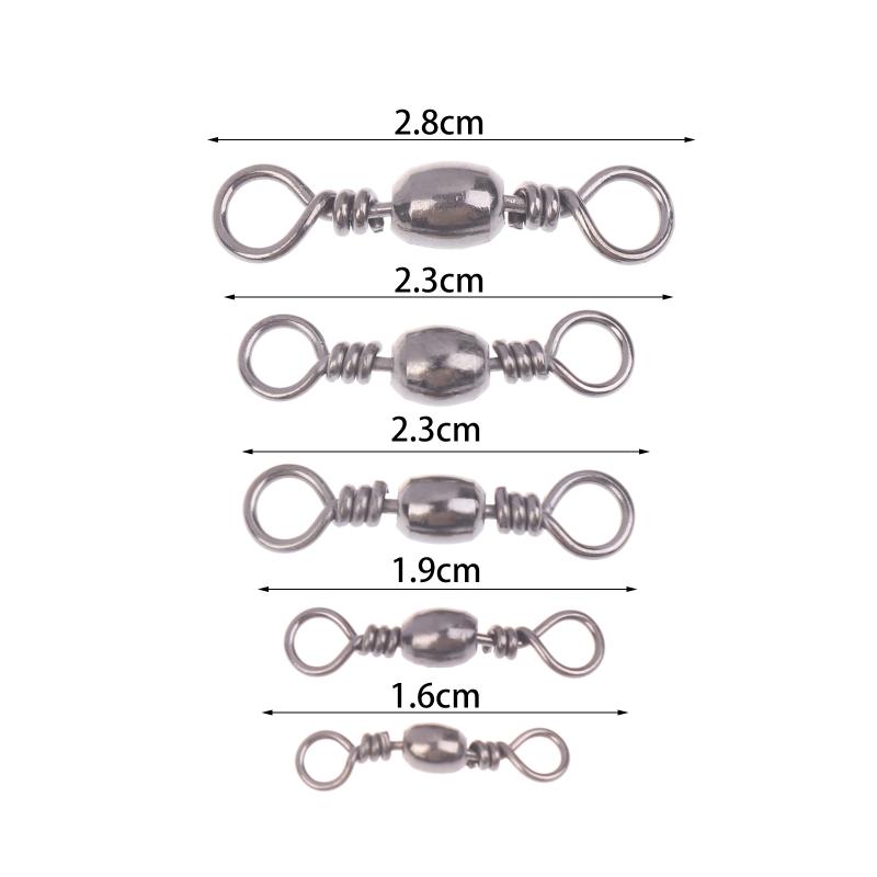 100Pcs Fishing Rolling Swivel Snap Drag Stainless Steel Fishhooks Barrel Swivel Fishing Line Connector Saltwater Freshwater