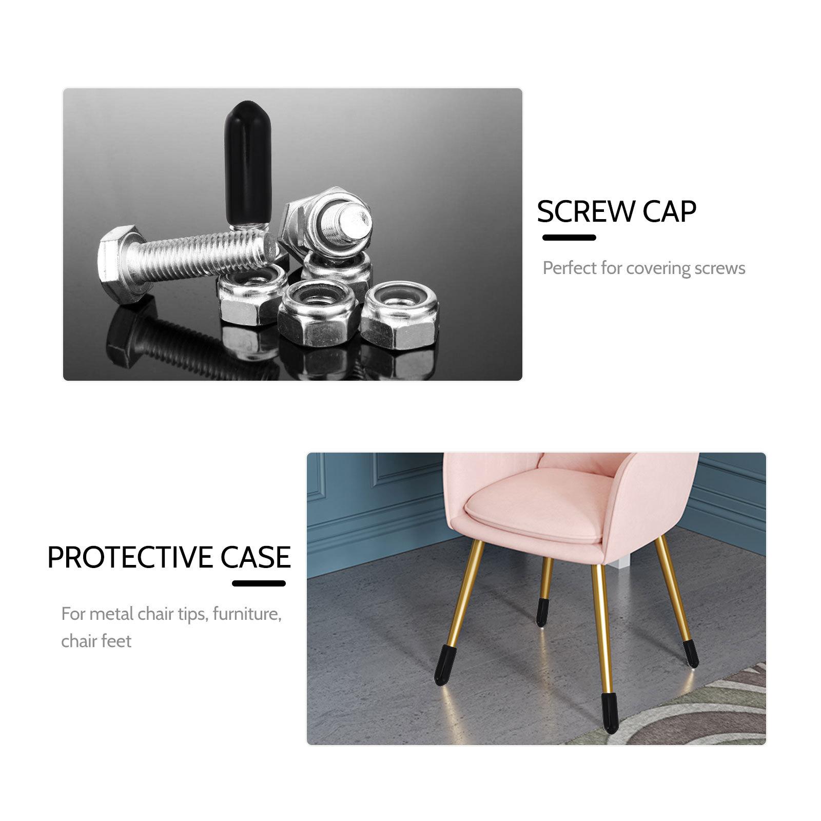 

200Pcs Black Rubber Tube End Caps Thread Protector Cover Flexible Round End Caps for Furniture Chair Feet Tubing 1.6X0.5CM