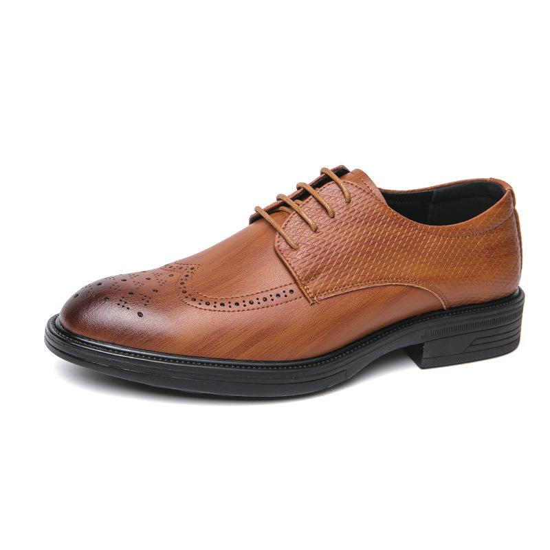 

Новые мужские повседневные кожаные туфли, трендовая мода, британская деловая повседневная обувь, кожаные туфли Brock Pointed для мужчин 44