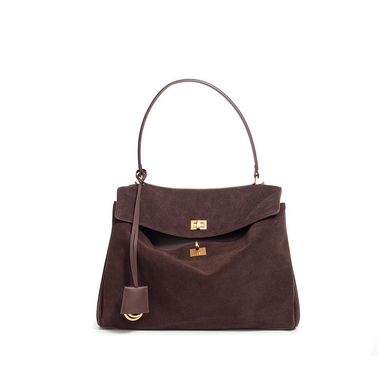 Genuine Leather Crossbody Tote Bag - Large Capacity, Light Luxury Suede Underarm for Women